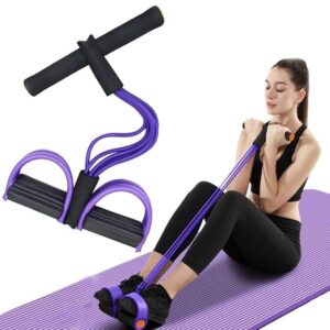 Pull Reducer Training Bands 4 Tubes Body Trimmer Pedal Exerciser Yoga Crossfit Exercise, Arm Exercise, Tummy Body Building Training Men and Women (Multicolor)