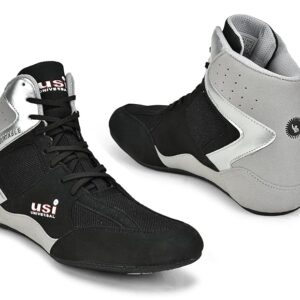 USI UNIVERSAL THE UNBEATABLE 701WBG Comferto Black/Grey Sports Shoes for Wrestlers for Men & Women with Pu Suede, Mesh & Rubber Construction (9 UK/Ind)
